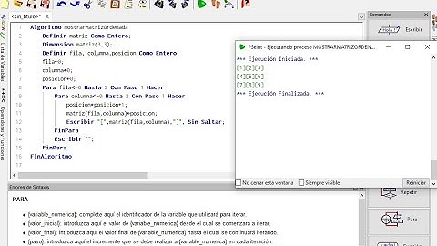 Mostrar matriz en forma de tabla en Pseint