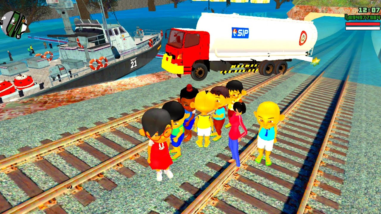 Upin dan ipin berkemah di Kapal bawa Mobil Tangki Truk Ketemu Rombongan Jarjit Ehsan 🤣 Dunia Oyya