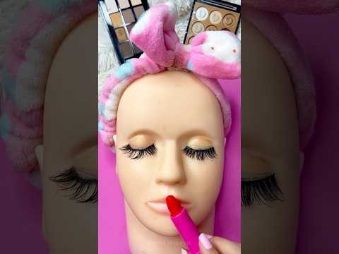 ASMR Makeup on Mannequin Skincare Sounds Video Fast No talk red lipstick