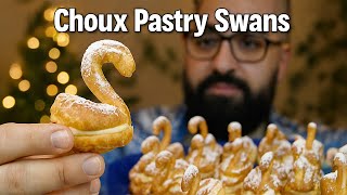 Christmas Choux Pastry Swans with Crème Mousseline | Elegant No-Bake Speculoos Dessert