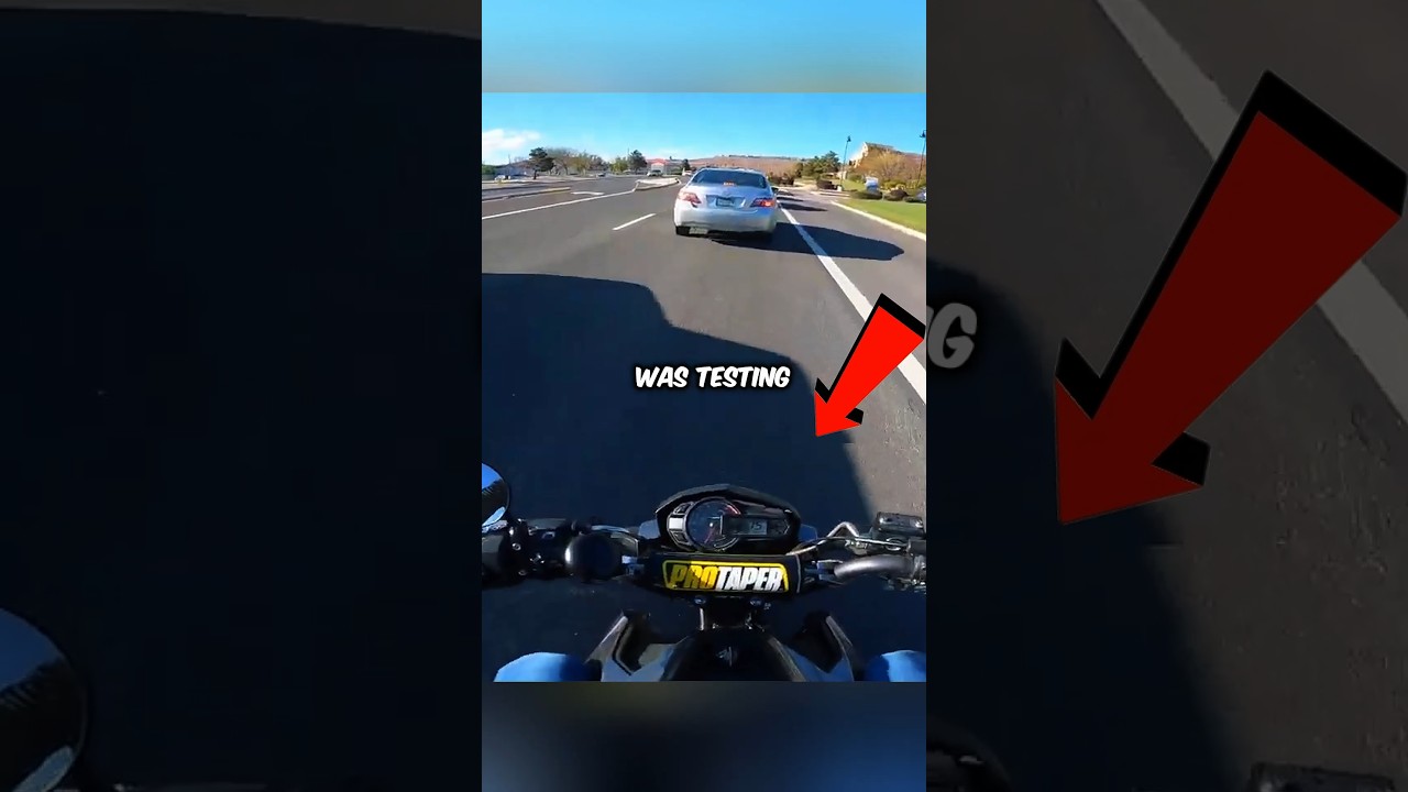 Biker gets rear ended while testing his new bike.