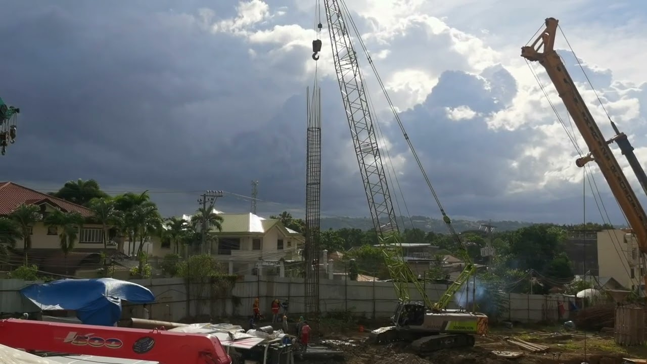 Bored pile rebar cage installation | 37m deep