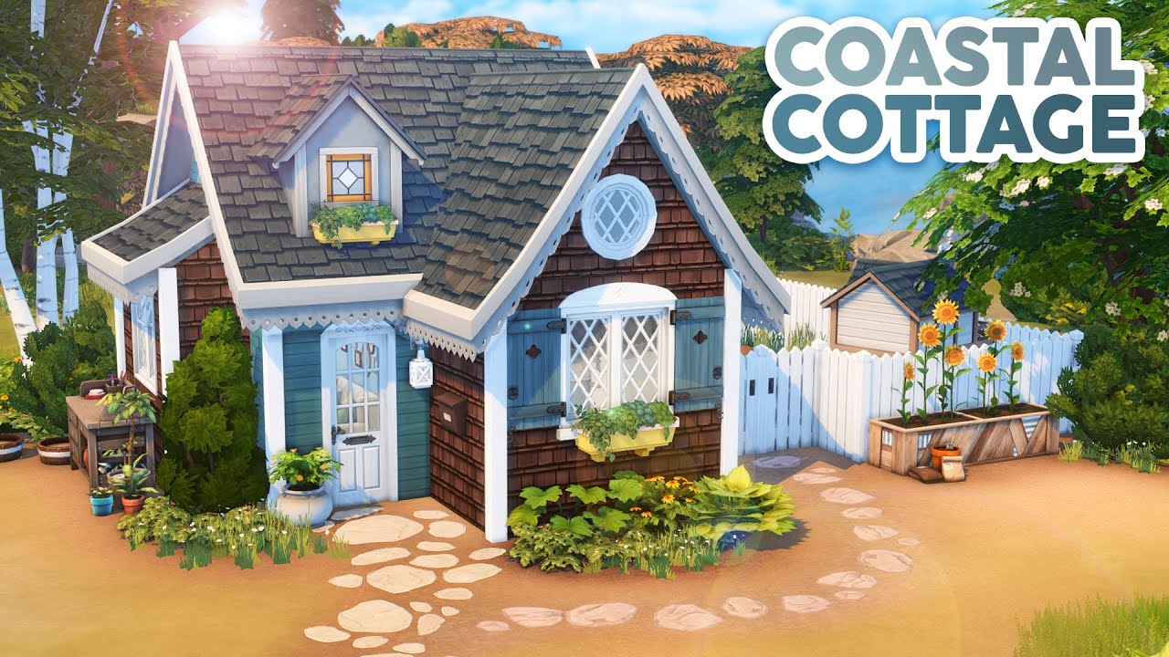 Tiny Coastal Cottage // The Sims 4 Speed Build - YouTube
