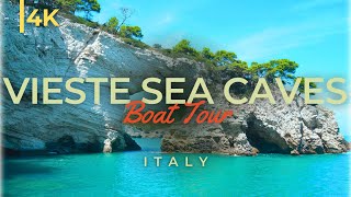 Gargano Vieste Boat Tour of Sea Caves in 4K | Puglia, Italy