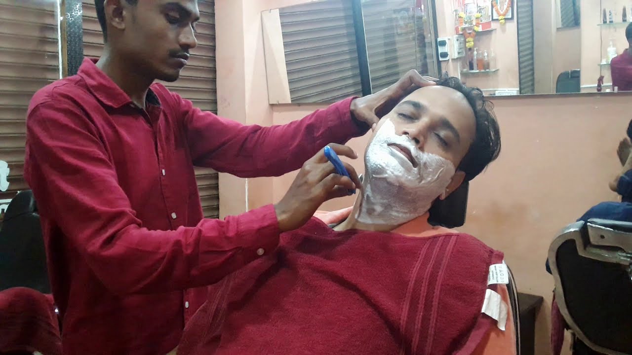 Indian Shaving Razor Barber Shop Shaving India | 1 Dollar Shave India | Straight Razor ...