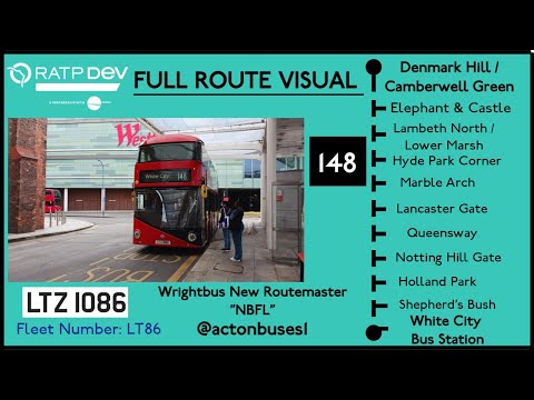 FULL ROUTE VISUAL | Route 148: Camberwell Green - White City (LT86) (LTZ1086)