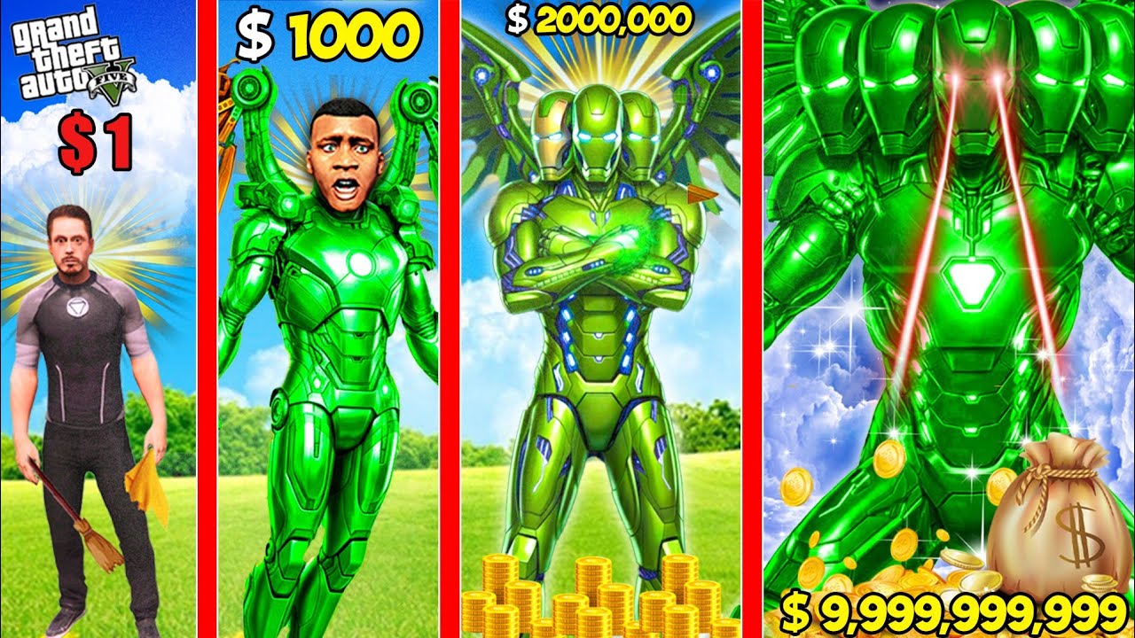 FRANKLIN GROWING POOR GOLD & BLUE IRONMAN TO ALL FATHER BLACK & RED IRONMAN IN GTA 5!