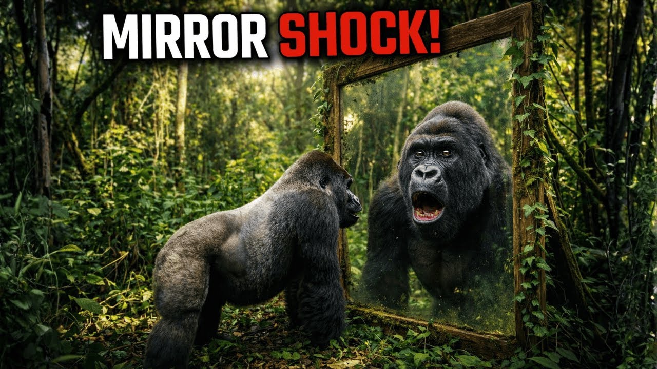Gorilla Shocked by Mirror Reaction!