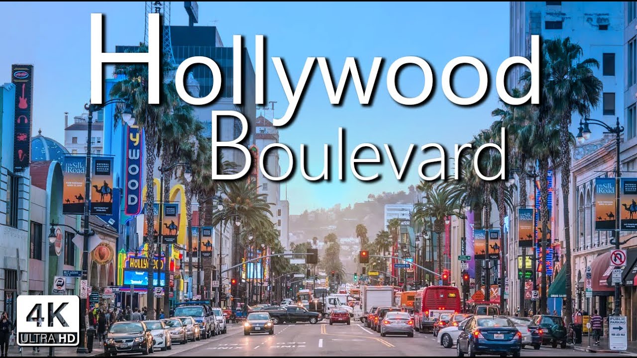 Hollywood Boulevard - Winter Decorated Hollywood Walk of Fame Walking Tour Los Angeles 4K