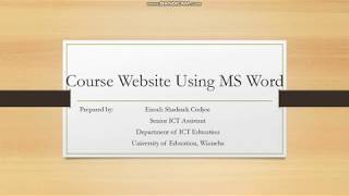 Course Website Using MS Word