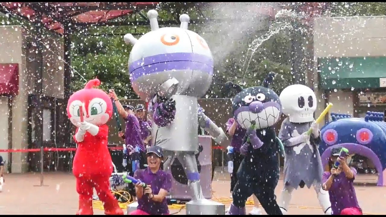 アンパンマンショー だだんだん、ばいきんまん、ホラーマン、ドキンちゃんと水遊び♪  高画質 Anpanman kidsshow