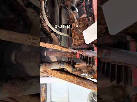 Close-up dry ice blasting on rusty rotors