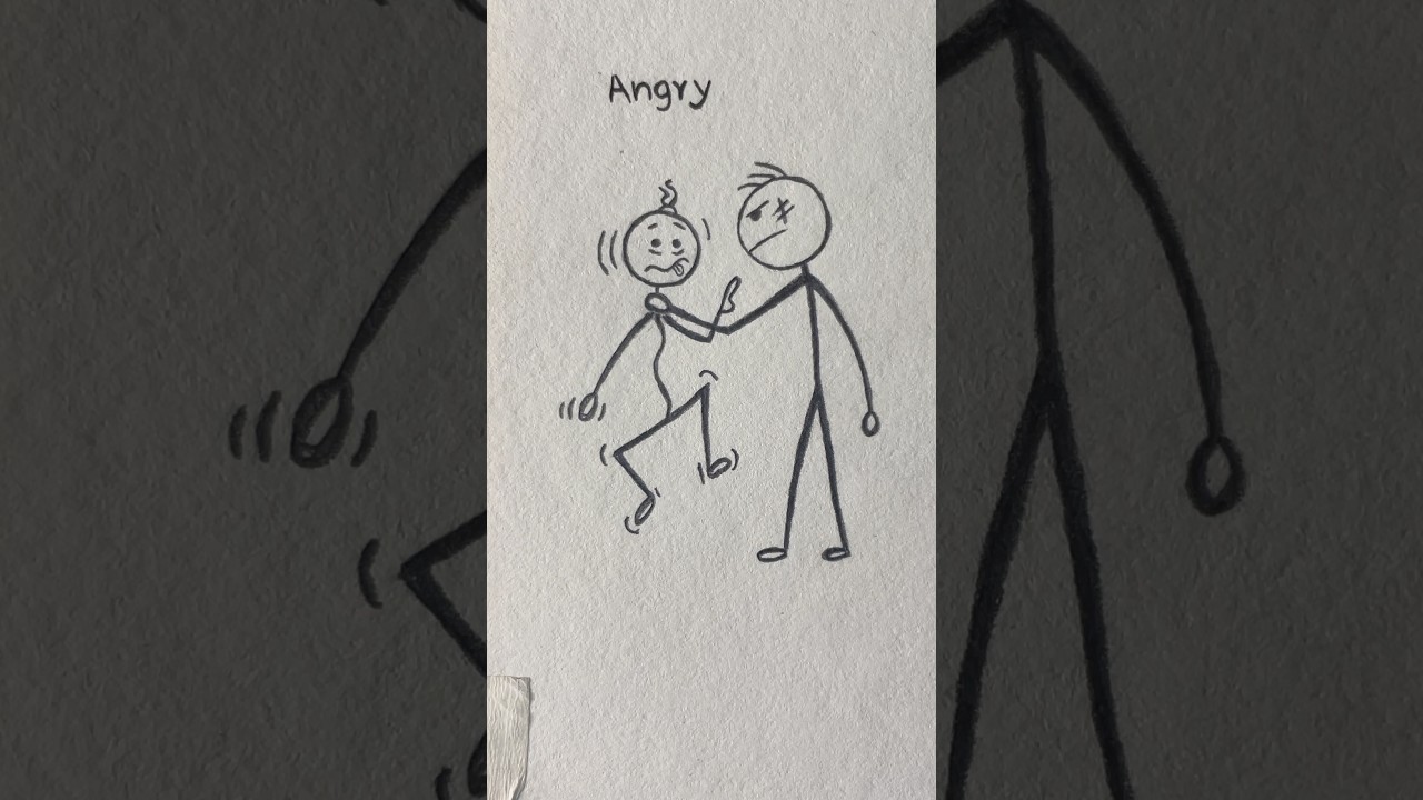 How to draw stickman body Tutorial ( angry happy andsad)✨