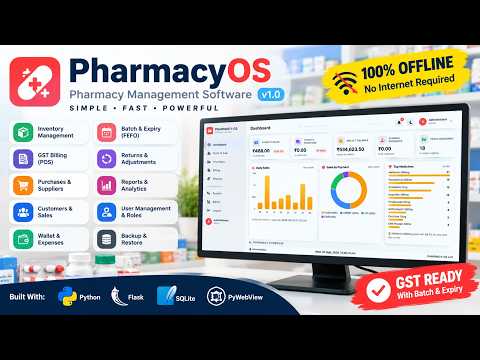 💊 PharmacyOS v1.0 — Offline Pharmacy Management Software | Python Desktop Application