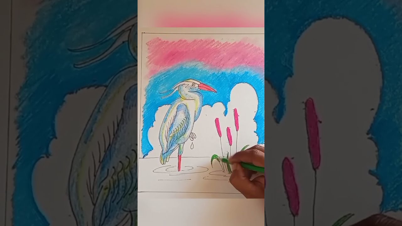 Easy Pastel Senary with crane bird