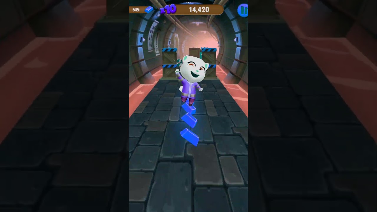 Talking Tom Gold Run Eco Starter Angela Climbs The Raccoon Tunnel & Hit Hammer On Raccoon's Head 999