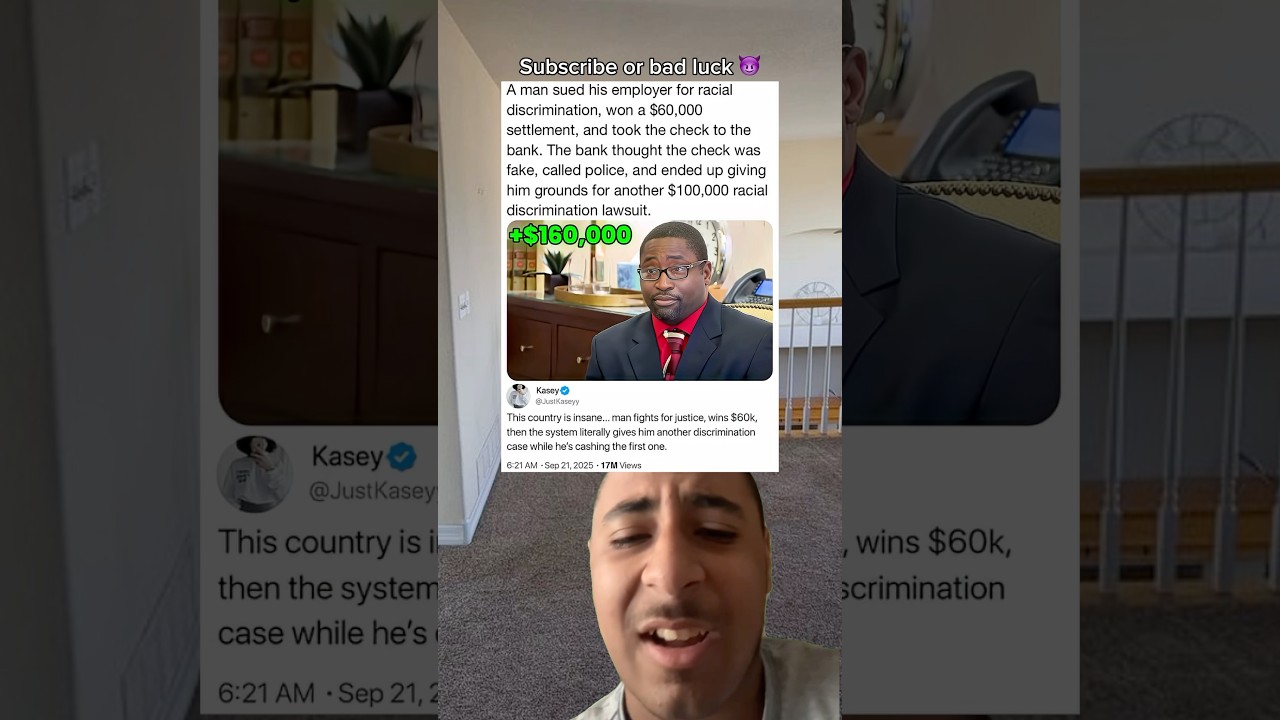 A man sued his employer for racial discrimination, won a $60,000settlement, & took the check to bank