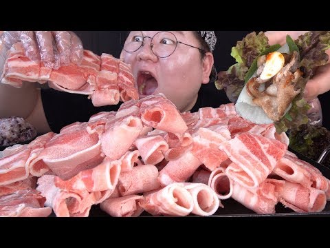 SUB) 마시쪄 마시떠~[[ 이마트 노브랜드 대패삼겹살 2Kg ]] 먹방 ( samgyeopsal ) Thin Pork Belly 2kg Mukbang social eating