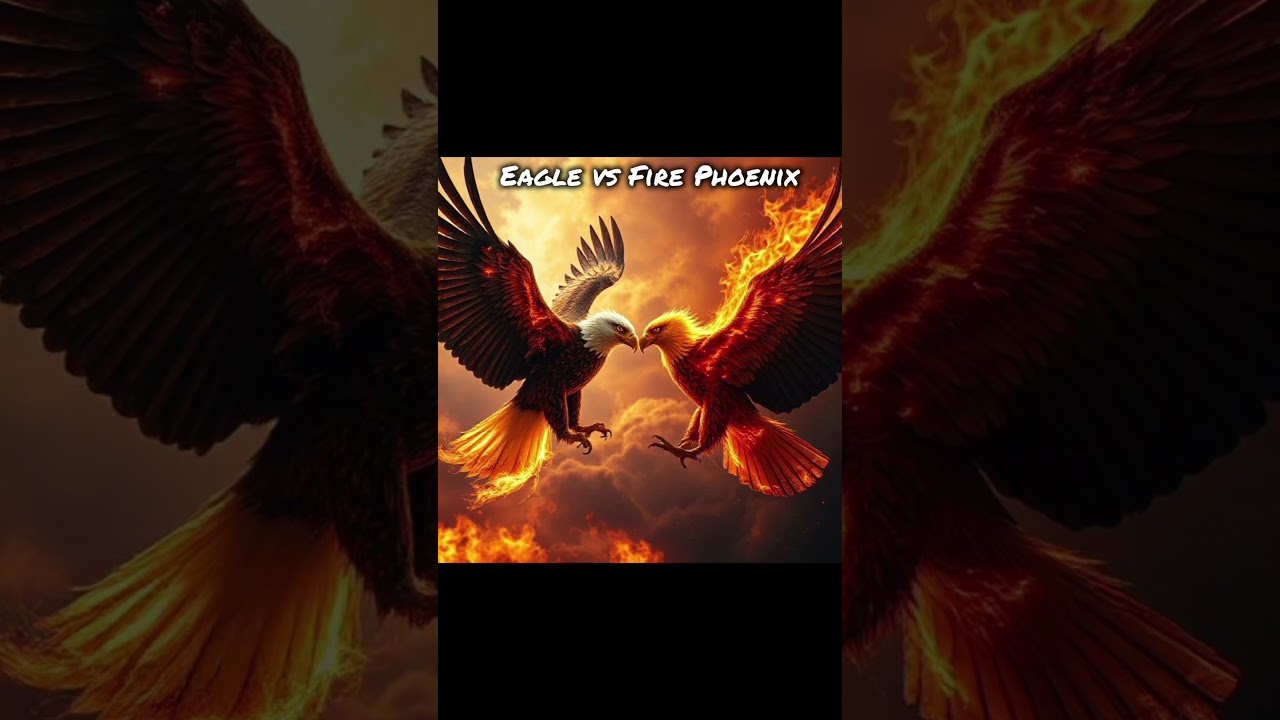 Epic Aerial Showdown Between Fierce Eagle and Blazing Fire Phoenix 🔥🦅