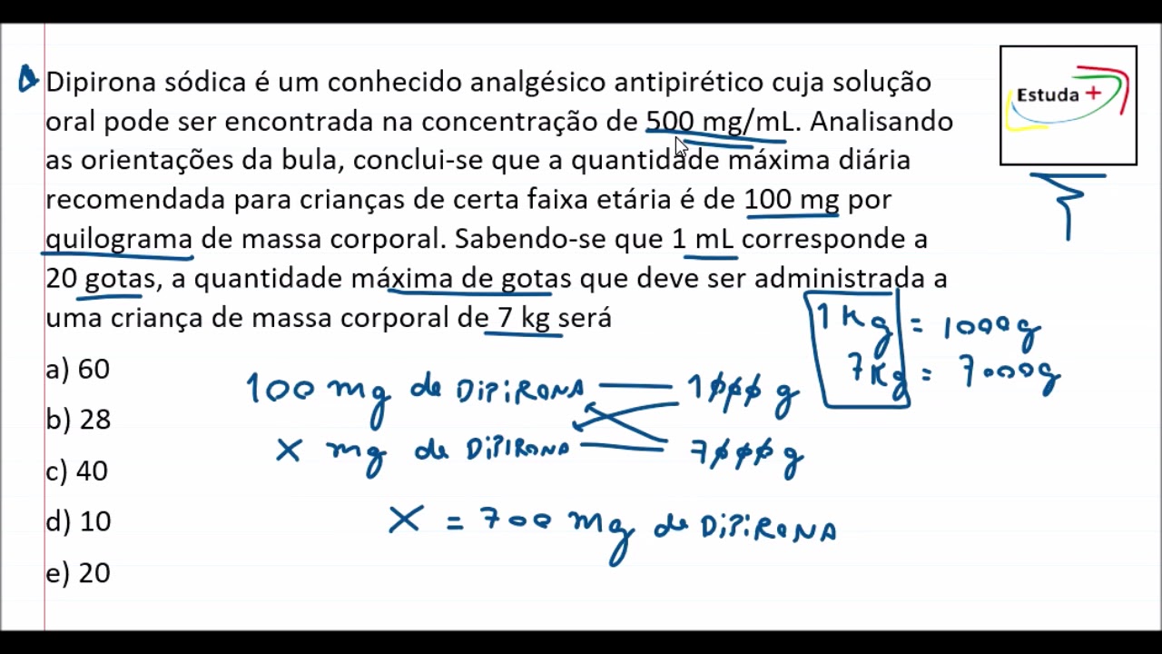 Calculando A Quantidade De Gotas De Dipirona Por Meio Da Concentra o Calculando A Quantidade De Gotas De Dipirona Por Meio Da Concentra o