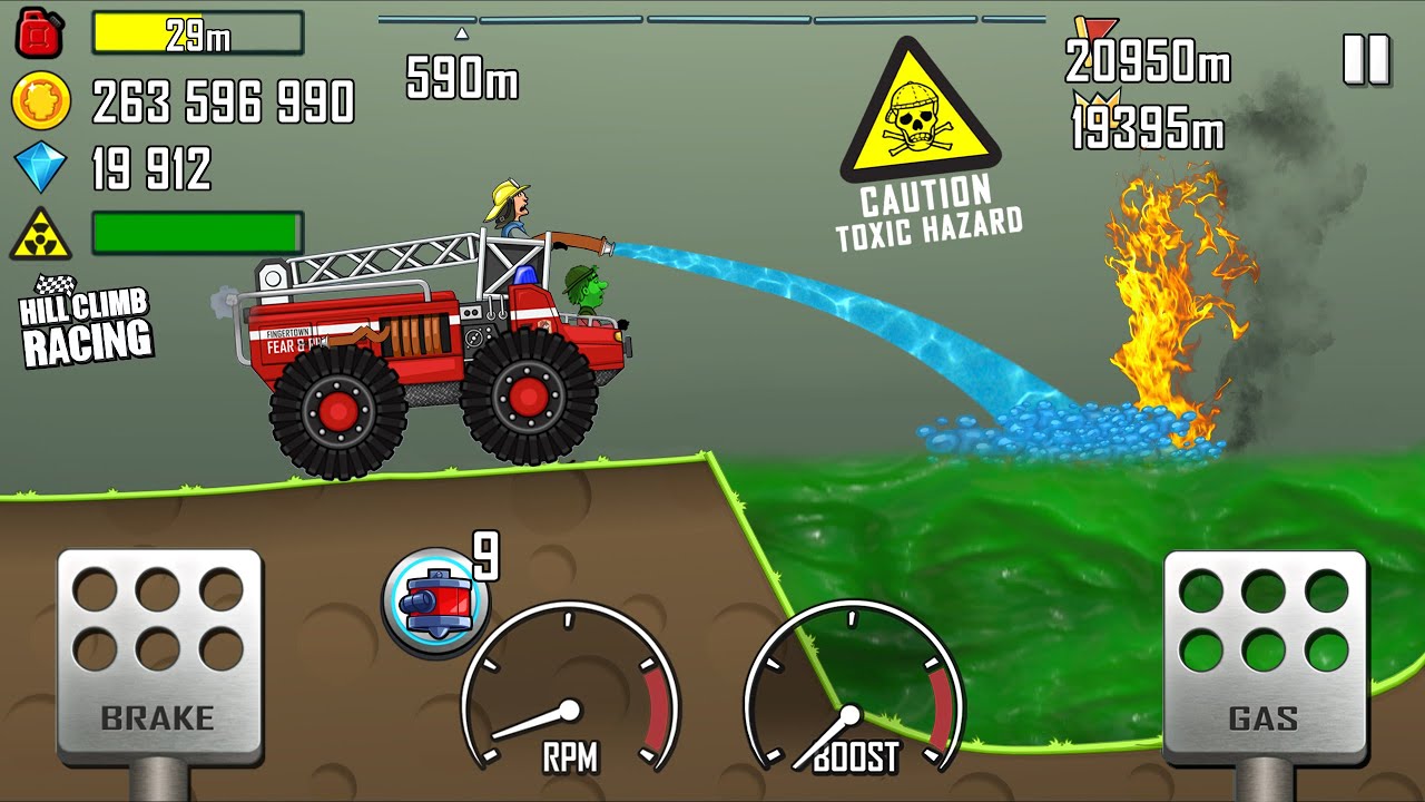 Hill Climb Racing - FIRE TRUCK in NUCLEAR PLANT Walkthrough gameplay