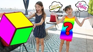 NO BUDGET I'll BUY ANYTHING in the COLOR you ROLL Challenge | Emily and Evelyn