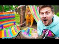 100 Layer Rainbow Duct Tape SURVIVAL CAMP SITE!