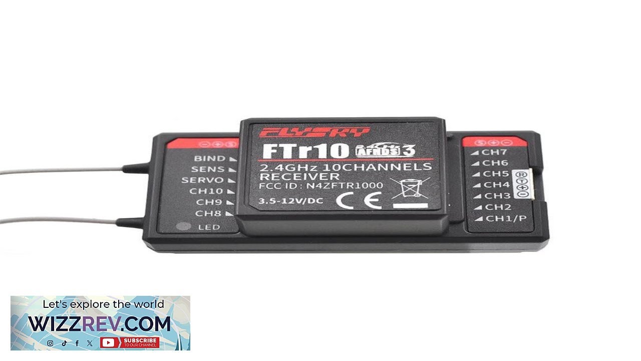 Приемник FlySky FTr10 2.4G 10CH AFHDS 3 RC поддерживает выход iBUS S BUS PPM