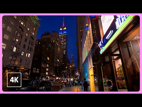 New York, Hoa Kỳ | MANHATTAN | Đi Bộ Thành Phố Ban Đêm 4K