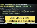 If the domain of the function 𝑓(𝑥)=log_7 (1−log_4 (𝑥^2−9𝑥+18)) is (𝛼,𝛽)∪(𝛾,𝛿),  then 𝛼+𝛽+𝛾+𝛿 is equa