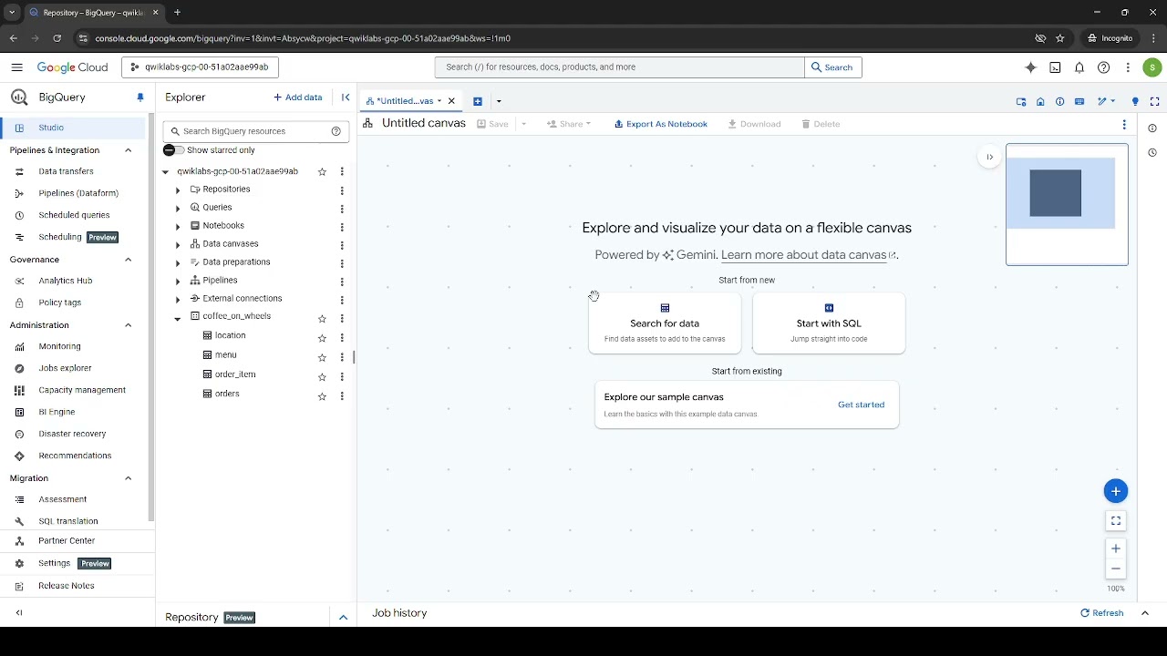 Google Cloud Platform: Data Canvas to Visualize and Design Queries - Part 1