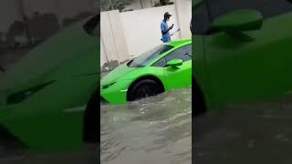 Dubai rain today, Lamborghini car in dubai flood😱 மழையால் மறைந்து போன துபாய்💢#dubairain @Fazz_vlogs