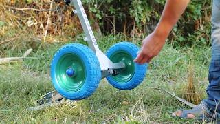 Trolley for outboard motor in action Trolley for outboard motor in action