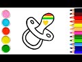 Drawing and Coloring a baby Pacifier step by step | Art Tips for Kids | Рисование детской соски