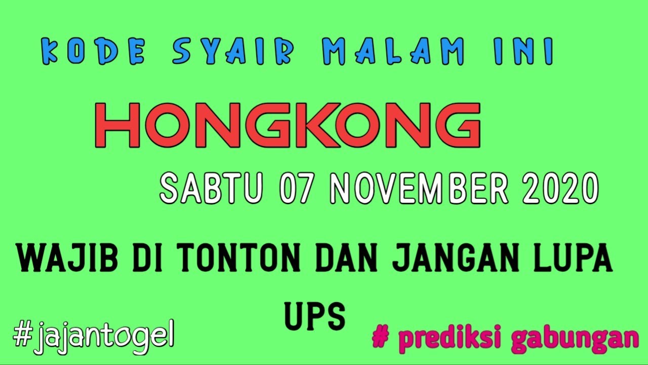 Prediksi Hk Sabtu 7 November 2020 Kode Syair Hongkong Malam Ini Youtube