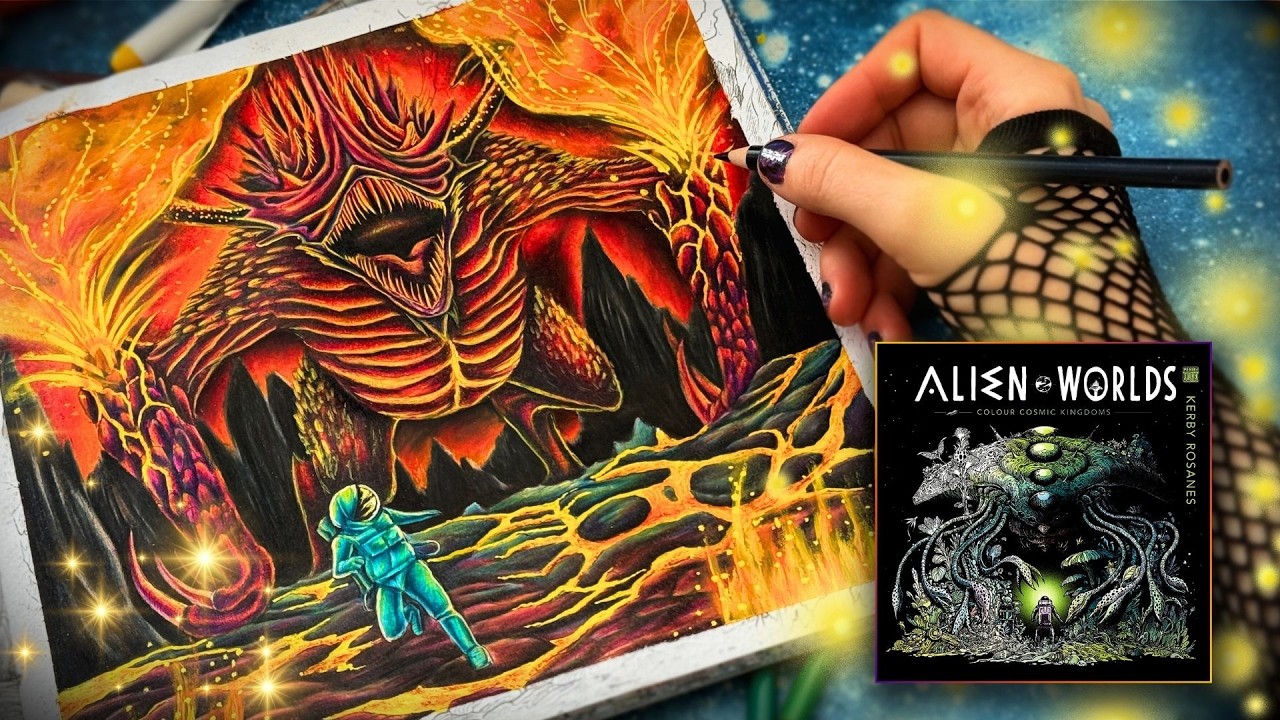 One Small Change Made a Big Difference in Kerby Rosanes' Alien Worlds | Adult Mixed Media Coloring