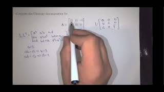 Example:  Compute the Cholesky decomposition for a 3x3 matrix [25&15&-5 \\15&18&0 \\ -5&0&1].