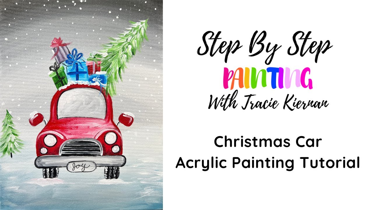 How To Paint A "Christmas Car" Acrylic Painting Tutorial Step By
