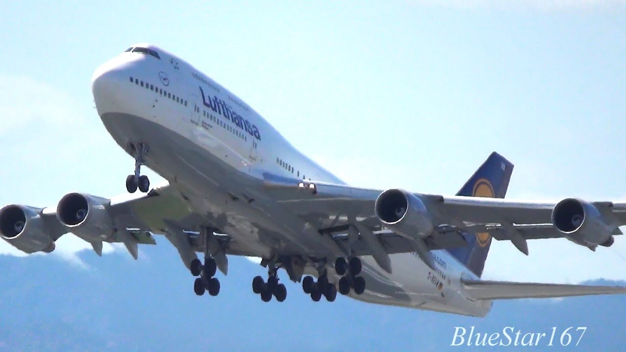 Lufthansa Boeing 747-400 (D-ABVW) takeoff from KIX/RJBB (Osaka