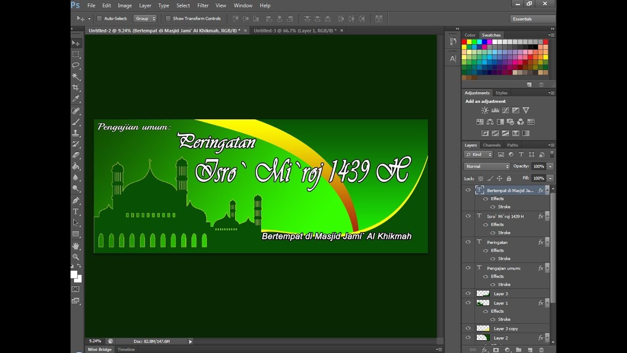 Cara membuat desain  banner  Isra mi raj di  photoshop  YouTube