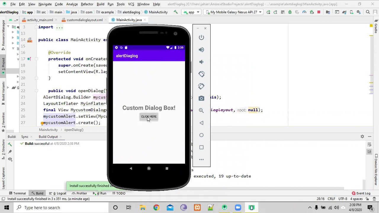 Custom Dialog Android Studio in Bangla - YouTube