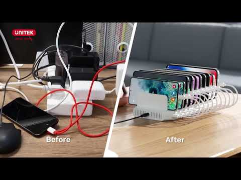 Unitek USB Charging Station,  96W 10-Port USB Charging Dock Hub with Quick Charge 3.0