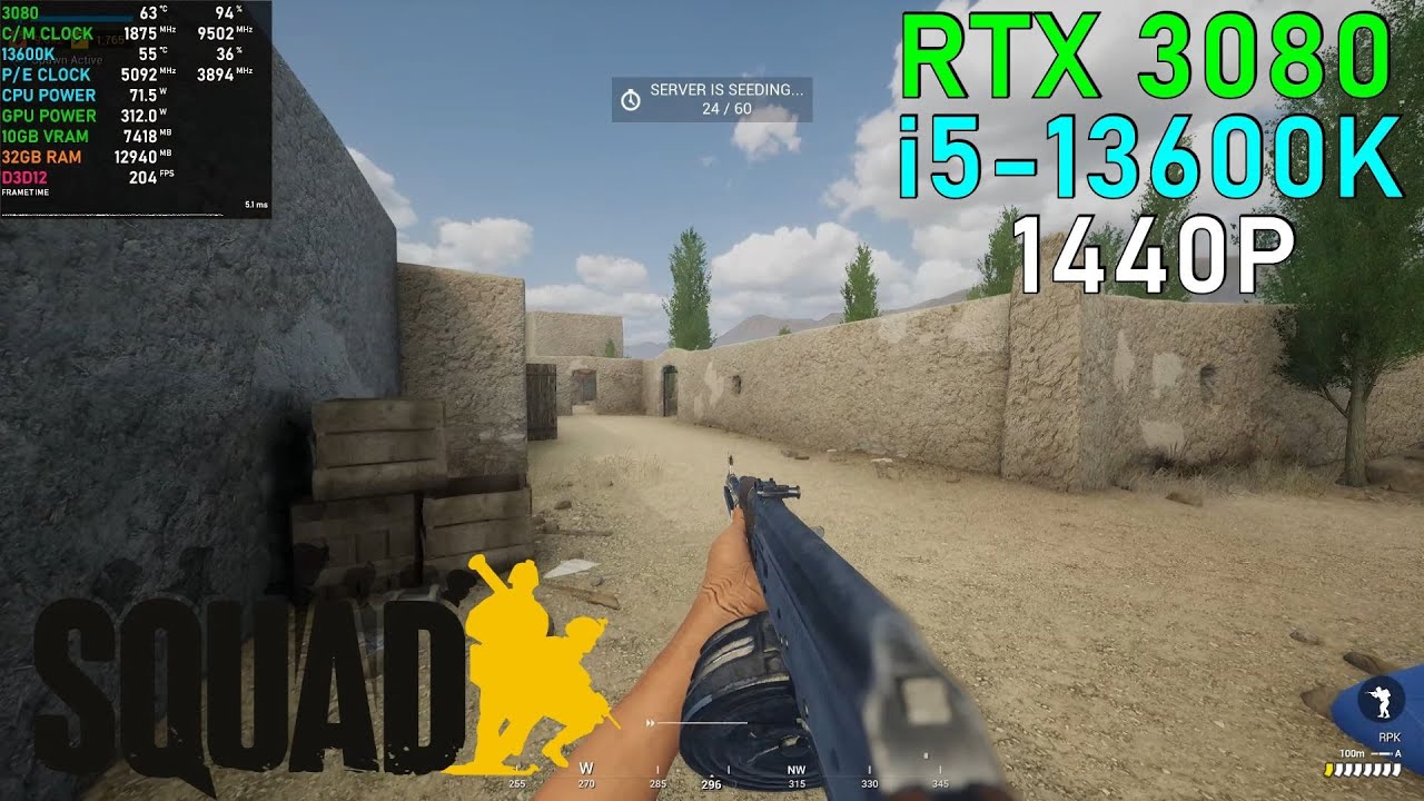 Squad RTX 3080 - 13600K [High - FSR 1440P]