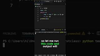 Reverse an Integer in Python Without Using String 🔁 #shorts #python #programming  #kodyshorts