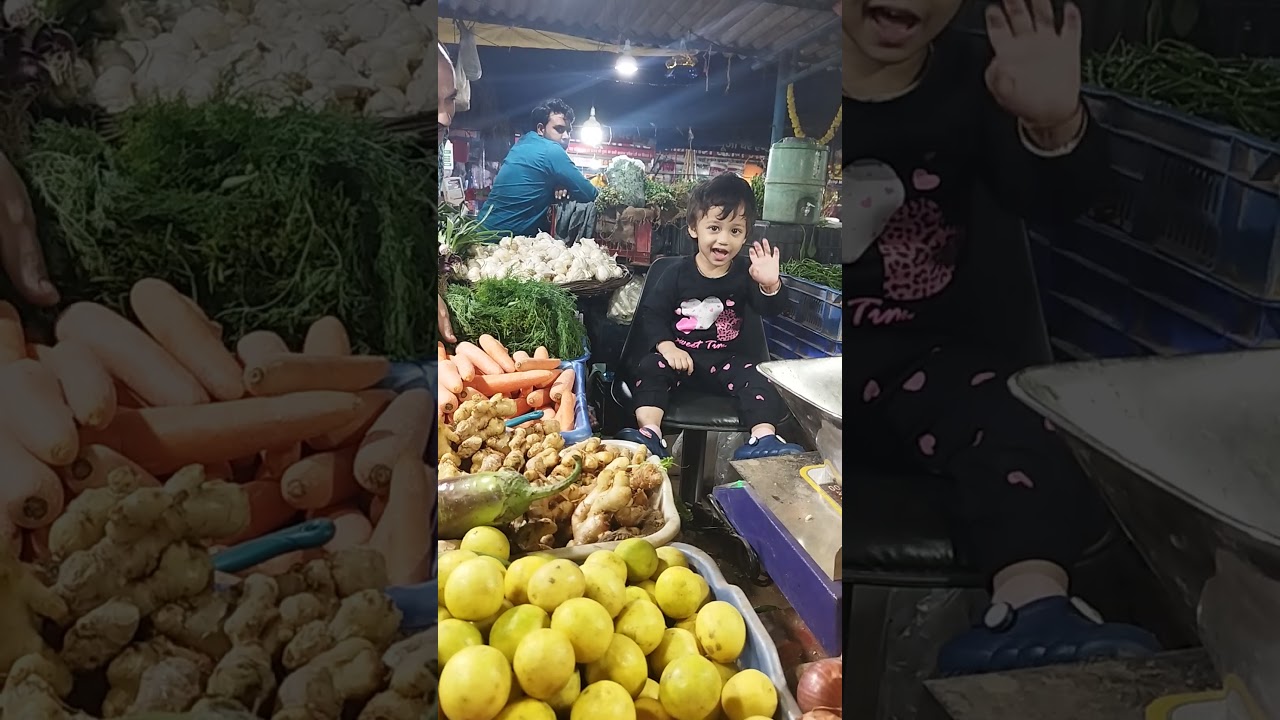 1.5 year old girl Trisha selling vegetable . 