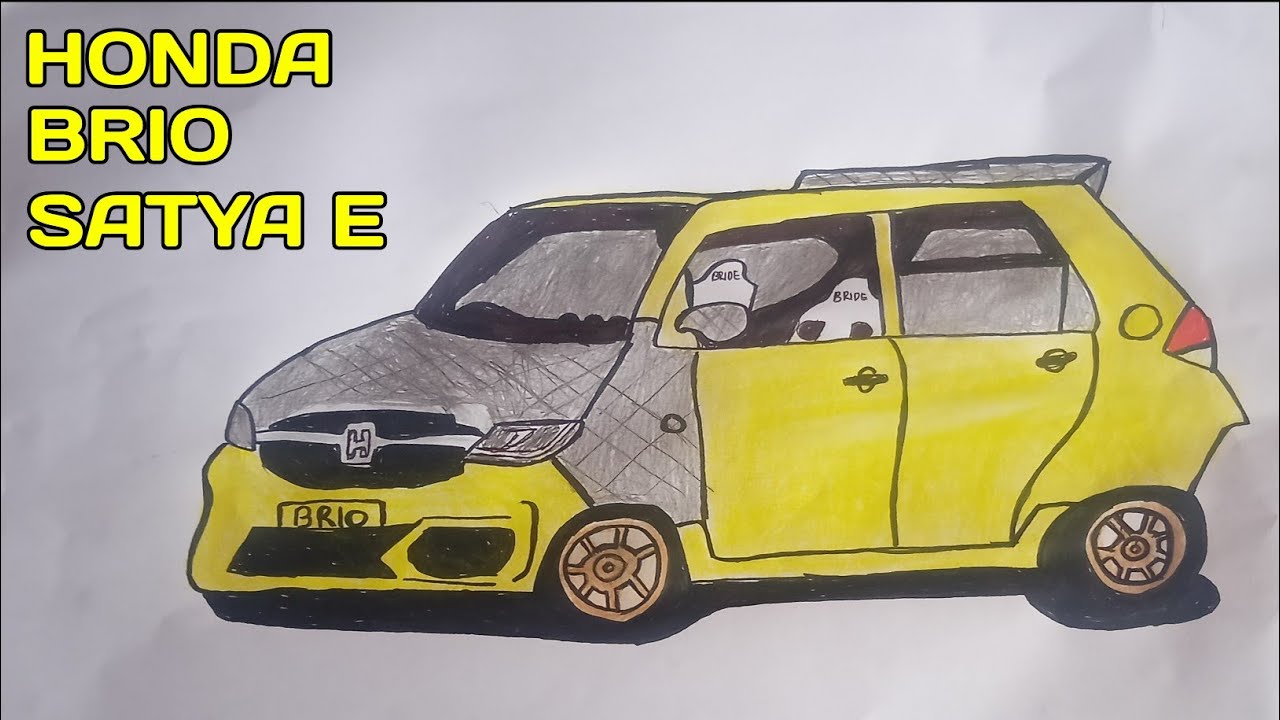 Menggambar Mobil Honda Brio Satya E Modif - YouTube