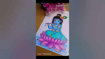 How to draw Lord Krishna || Little Krishna drawing easy step by step with colour 😍✨#arpitaartwork