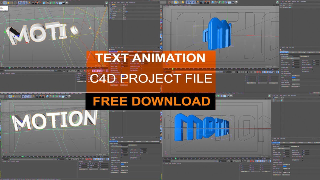 Text animation cinema 4d free project file( give away) - YouTube
