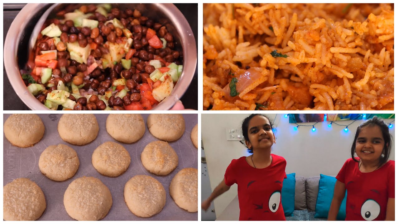 3 Quick Recipes | MORNING BREAKFAST RECIPE Black Chana Chaat | Pav Bhaji Pulao | Coconut Cookies