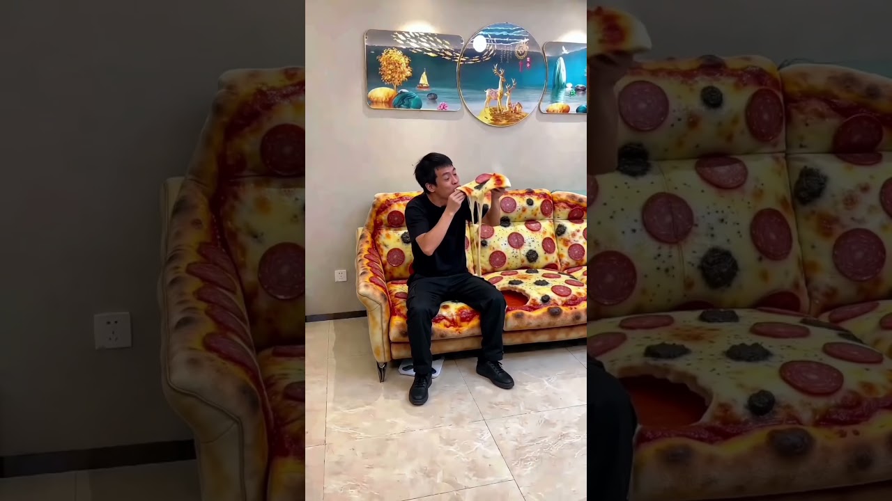 A group of pizzas flew into my living room and took over my sofa. I was about to get angry, but